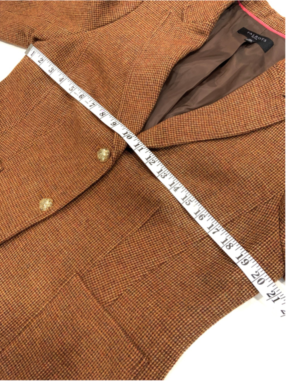 TALBOTS Classic Shetland Wool Blend Blazer - Ripen Check (Sz 14p) - Picture 7 of 8